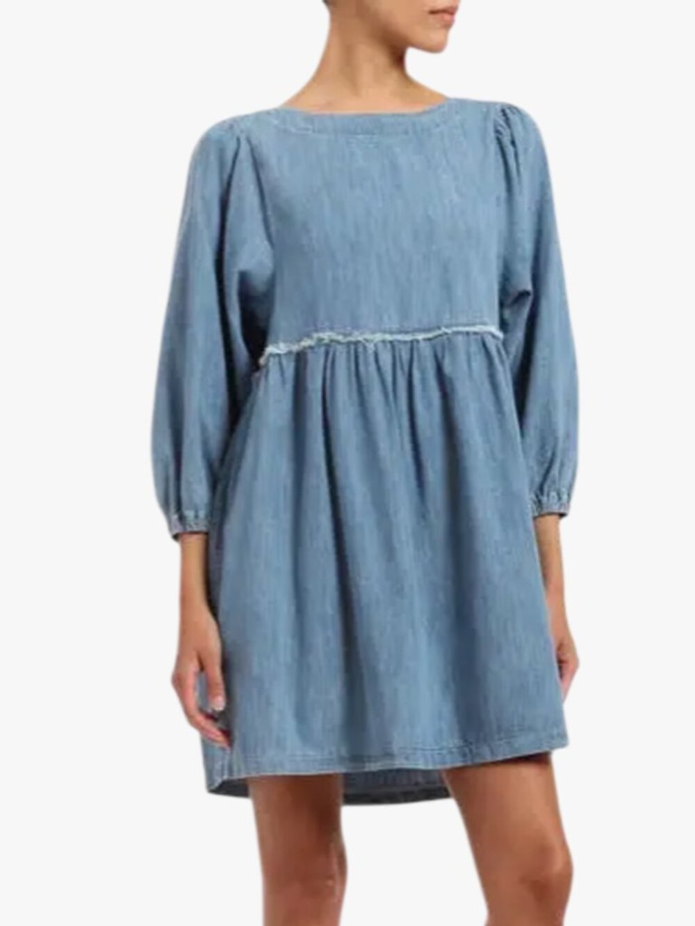 MAVI | 100% COTTON "DORY" PUFF SLEEVE DENIM MINI DRESS